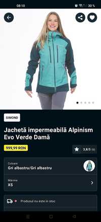 Jacheta impermeabila Alpinism Eco Verde Dama