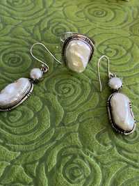 Set elegant cercei inel perle naturale baroc ag 925