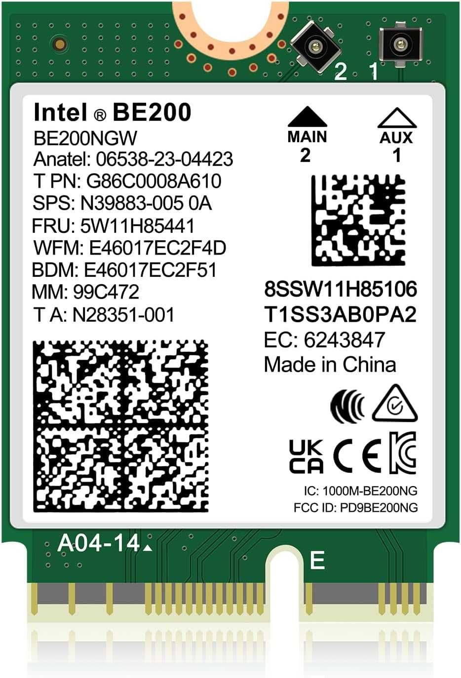 Placă wireless NICGIGA WiFi 7/6 Intel BE200 NGW,Bluetooth 5.4,5.8Gbps