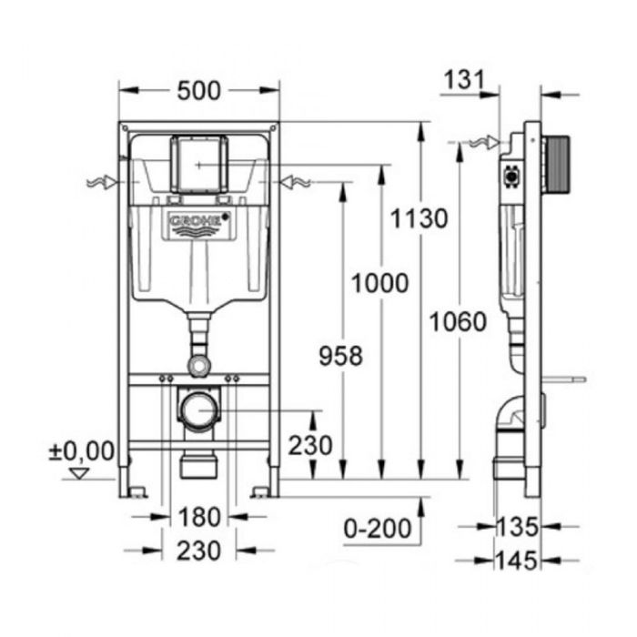 Структура за вграждане Grohe Solido с тоалетна чиния