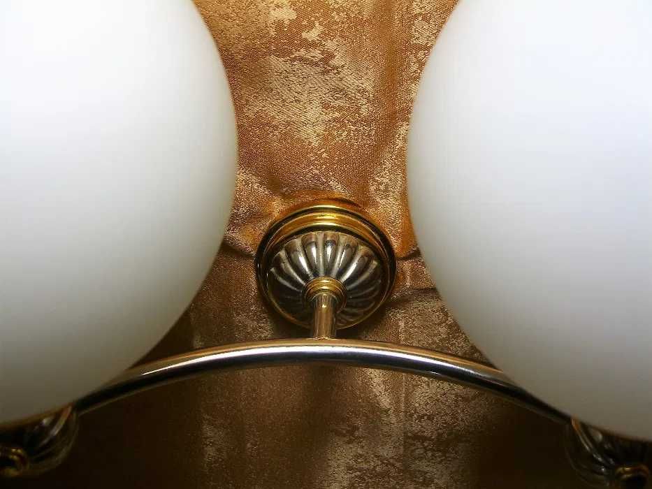 Set aplice duble Art Deco, opalina, crom, vintage