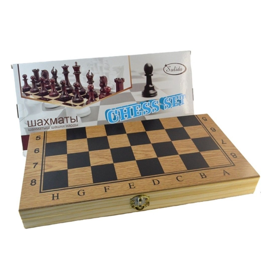 Настольная игра шахмат шашки нарды 3в1. Chess set. Материал дерева