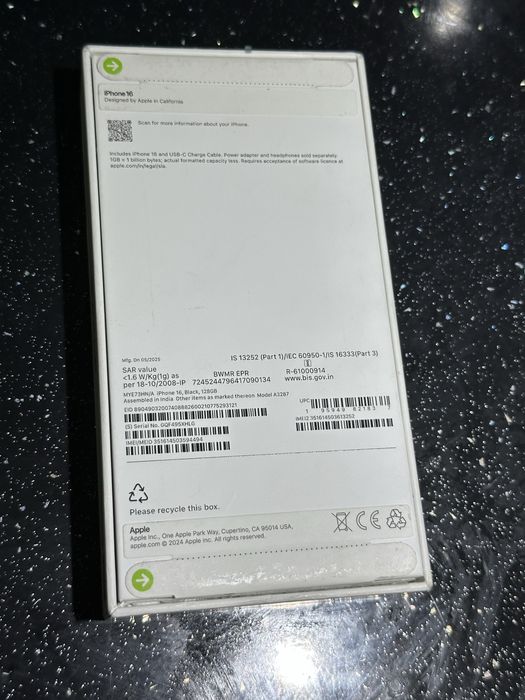 Iphone 16 Black 128GB Чисто НОВ! Неразпечатан! Гаранция!