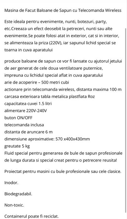 Vand masina de baloane de sapun