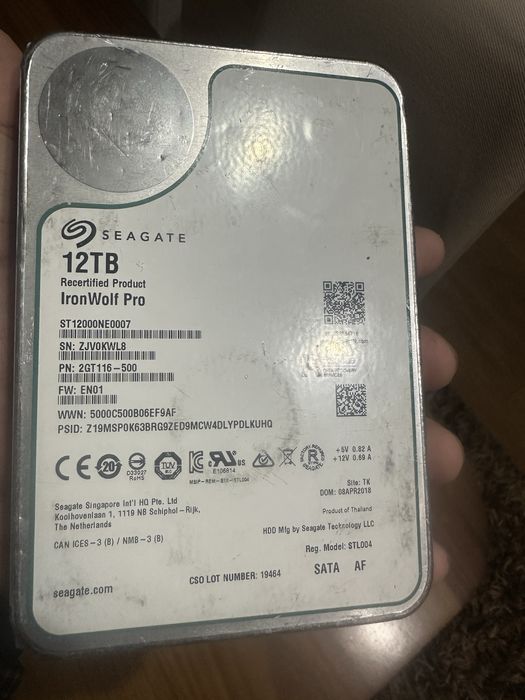 Hdd 12  Tb seagate ironwolf pro recertified DEFECT