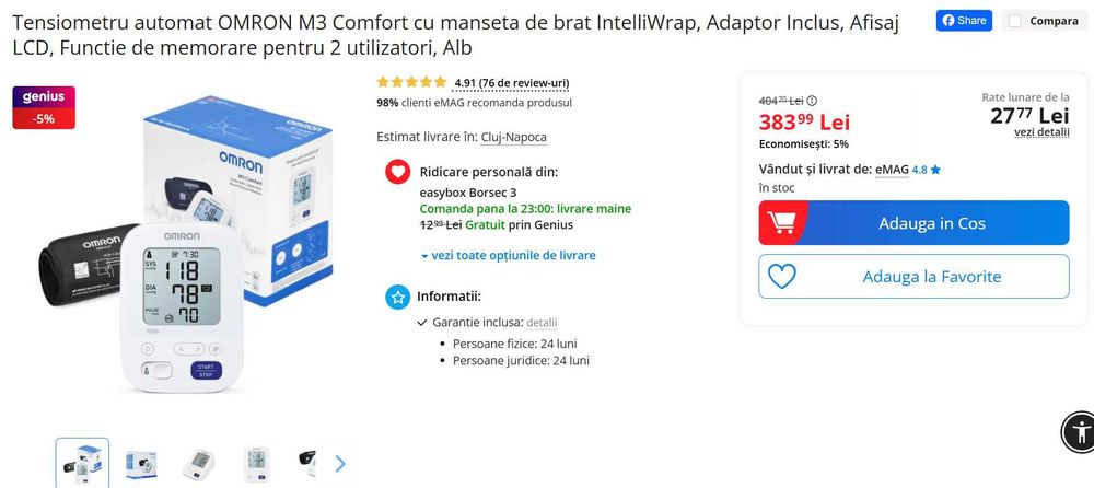 Tensiometru automat OMRON M3 Comfort