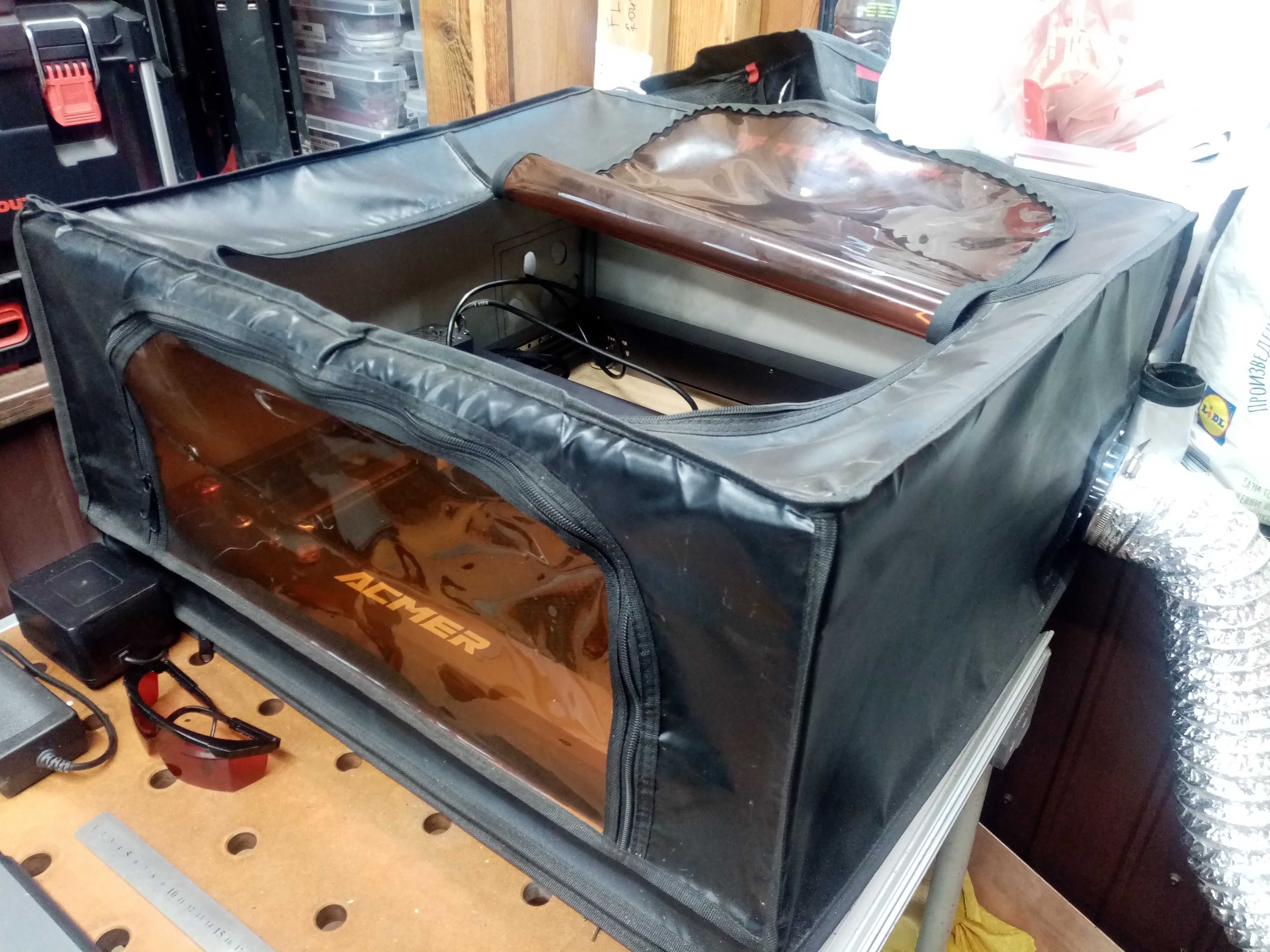 Продавам CNC лазерен гравир ACMER P2 33W с кутия, подобрения и екстри.