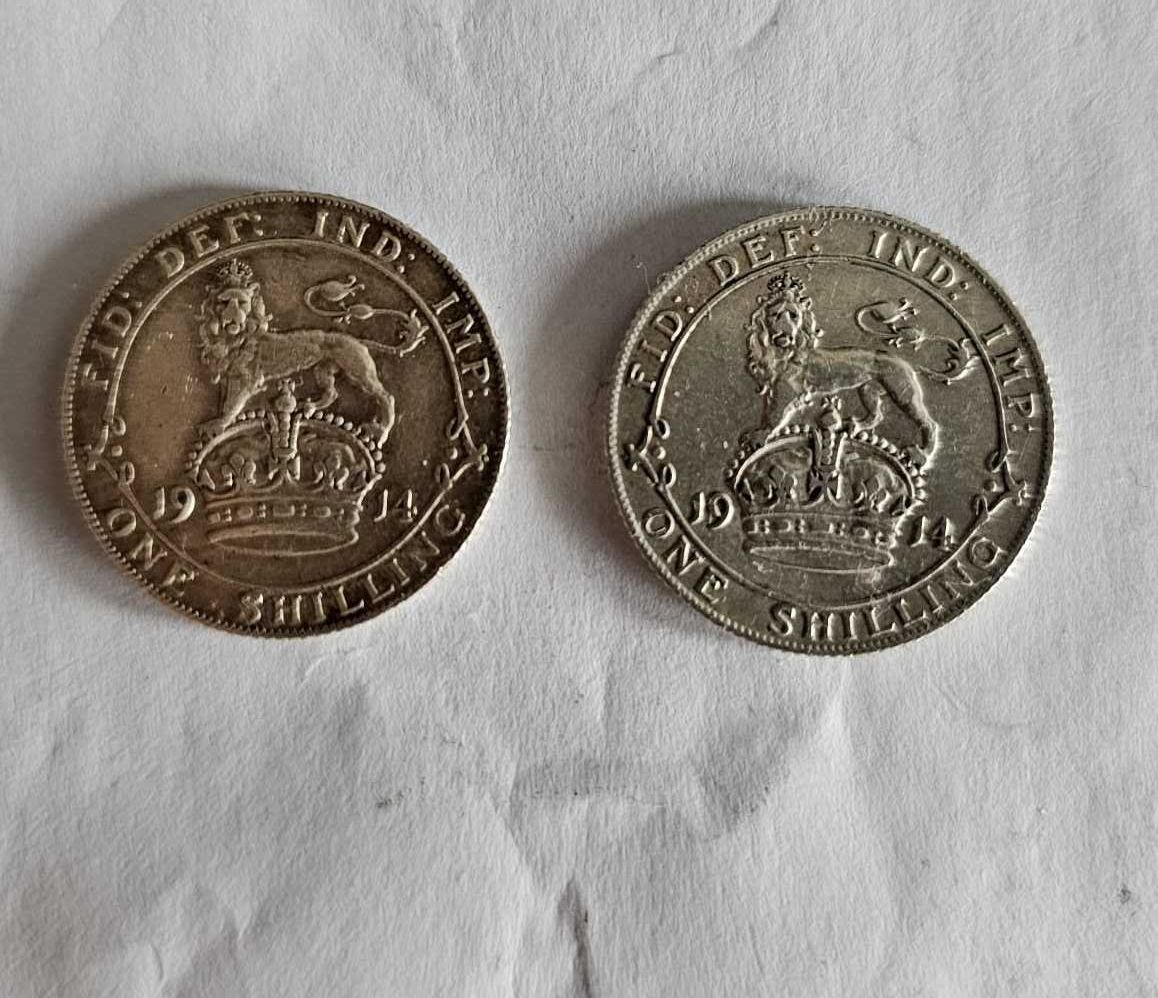 Lot - Set Monede Argint Anglia 1 Shilling 1914