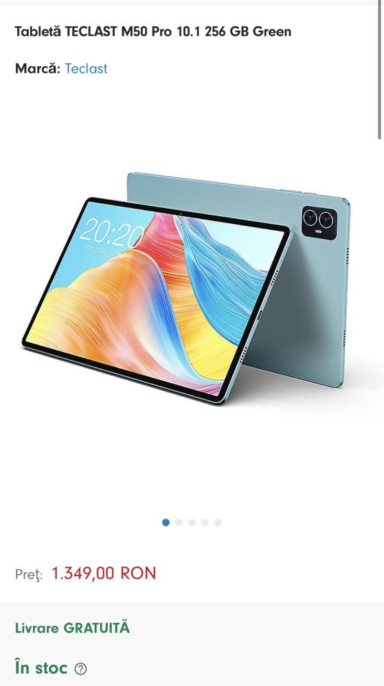 Teclast M50 pro, 256gb, sim 4G LTE sigilata, transport inclus OCAZIE
