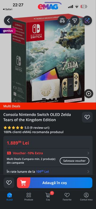 Consola Nintendo Switch OLED Zelda Tears of the Kingdom Edition