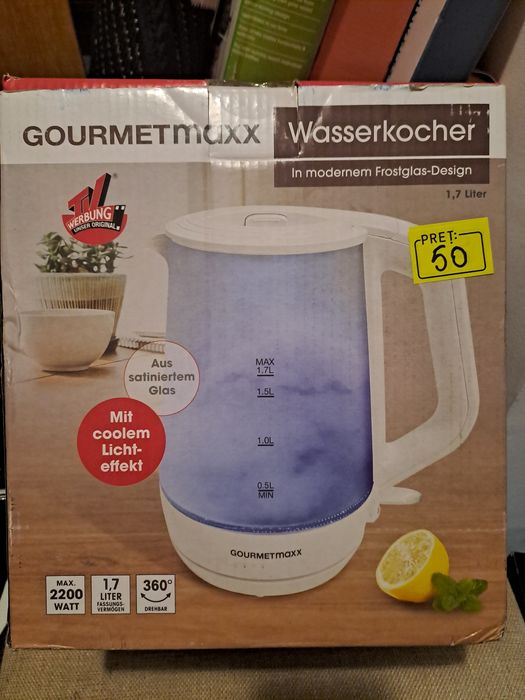 Fierbator 1.7 litrii cu cana din sticla GourmetMaxx