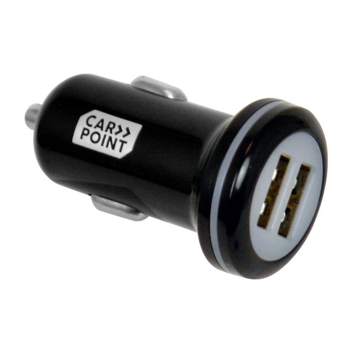 Set incarcare telefon Carpoint Deluxe , incarcator bricheta cu 2 iesiri USB, cablu cu cablu conector hibrid MicroUSB MFi Dock 8pin si acumulator extern 2200mAh,