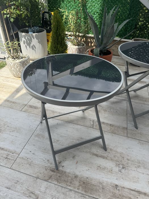 Masa de terasa din sticla pliabila utilizate putin