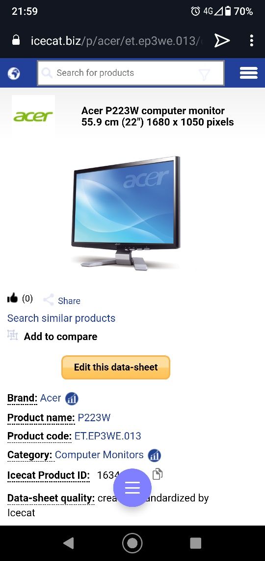 Монитор Acer P223W