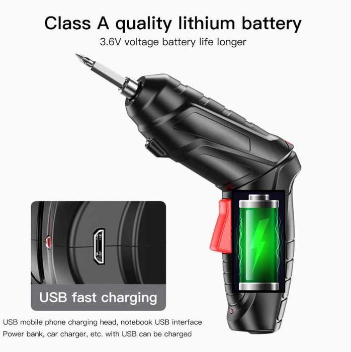 Електрическа отвертка 3.6V + 22 части (НОВА) 1300mah