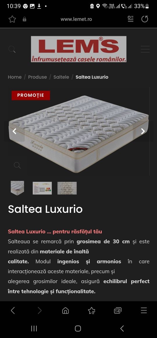 Saltea 180x200 Lems Luxorio