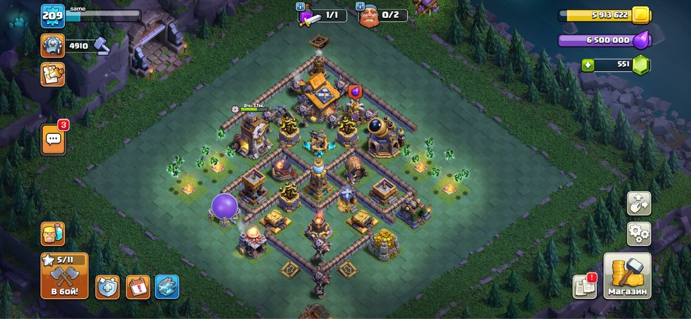 Аккаунт clash of clans (17th , Деревня Строителя ФУЛЛ)