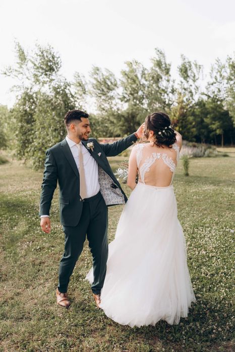 Rochie de mireasă Natalia Vasiliev - linie A, elegant-boho, spate gol