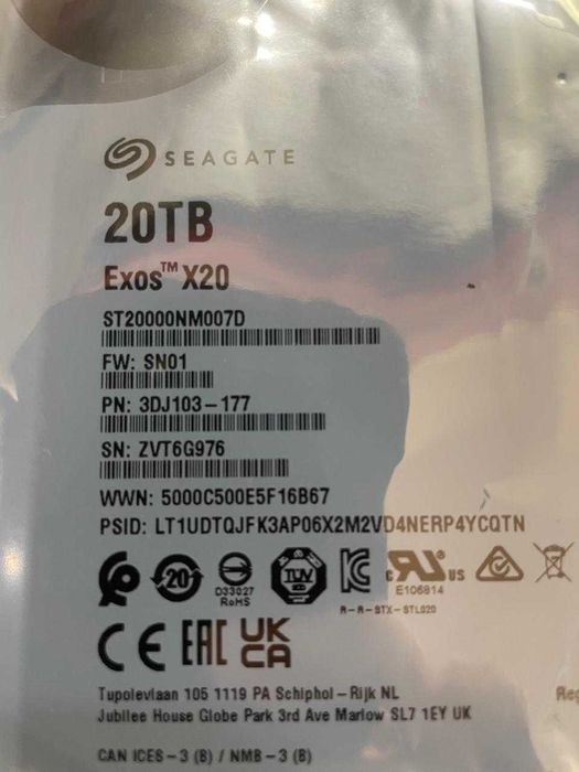 Жесткий диск SATA Seagate Seagate EXOS X20 ST20000NM007D 20 ТБ