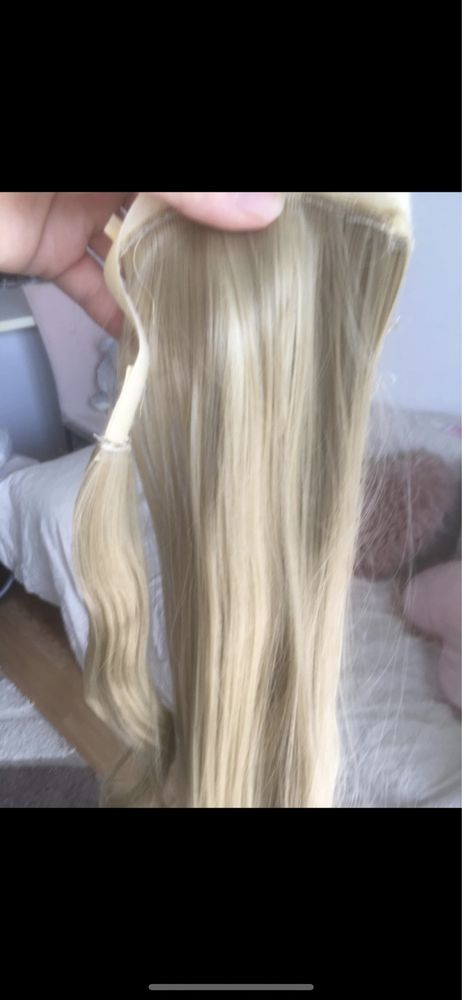 Extensie coada blond cenusiu