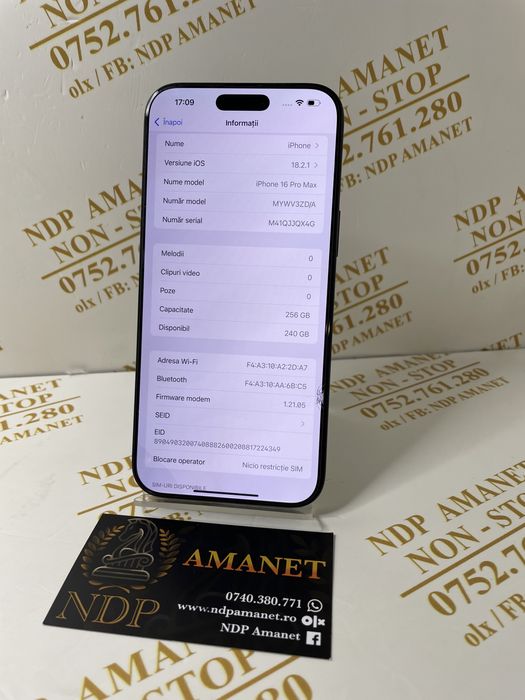 NDP Amanet Braila Iphone 16 Pro Max 256gb (44620)