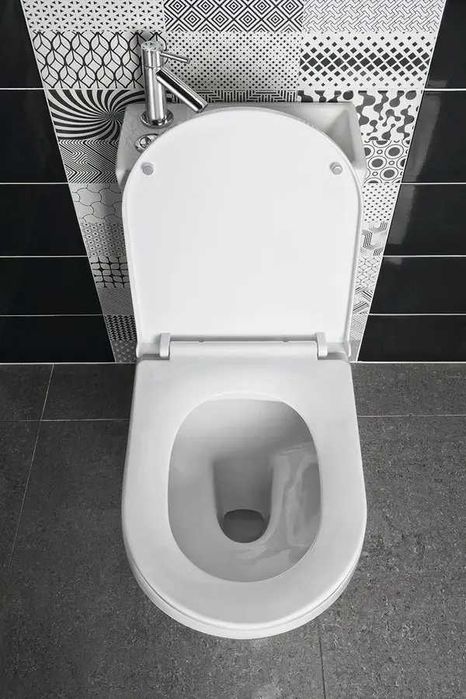 Aqualine HYGIE - WC monobloc cu lavoar mic, DualFlush, alb PB104W