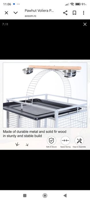 Cusca,colivie,voliera pasari Pawhut 160 cm – Mobila cu Stinghii & Tavi