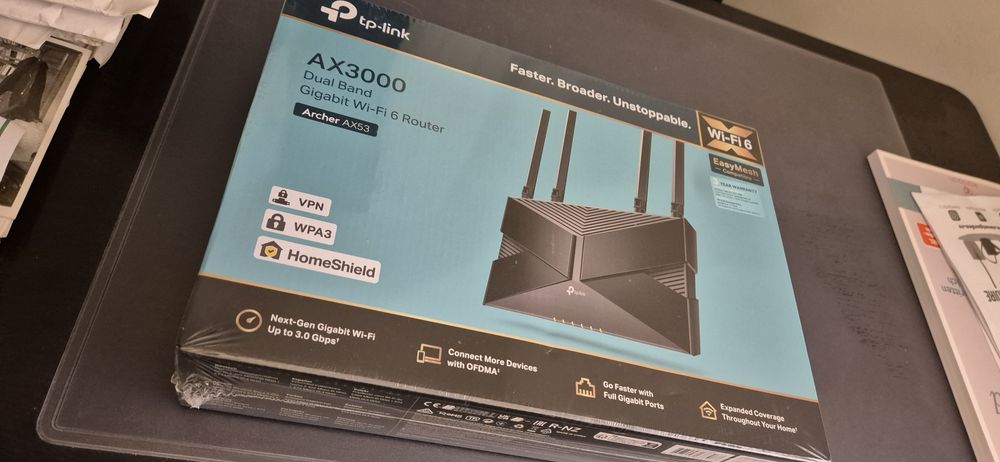 Router TP-Link AX53 AX3000, Wi-Fi 6, Dual-Band 574 + 2402 Mbps, negru