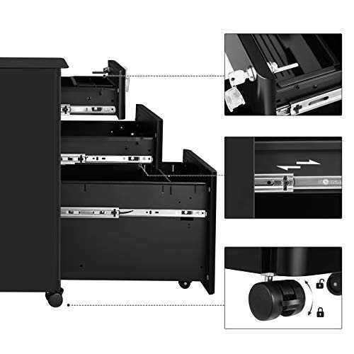 Roll-box metalic, casetiera de birou metalica  30 cm latime, Negru