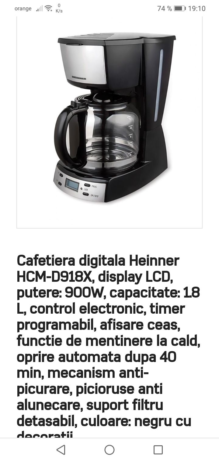 Cafetiera digitală HEINNER