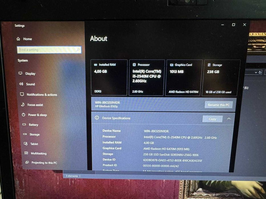 Laptop HP Elitebook 8560P, I5, AMD 6470M, SSD 250GB