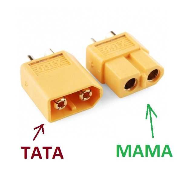 Conector xt60 mama tata baterie, litiu ion, 3.7v, 18650, power bank