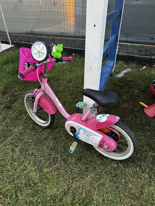 Bicicleta 13’ Roz roti ajutatoare 3-5 ani fete biTwin