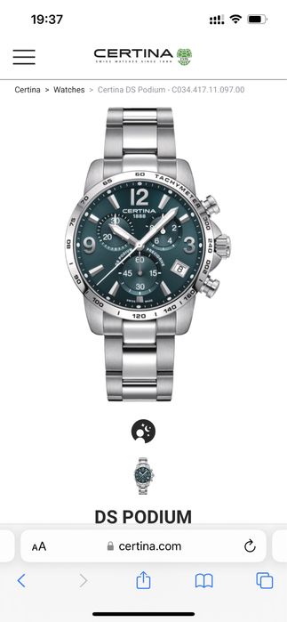 Часы мужские абсолютно новые оригинал CERTINA