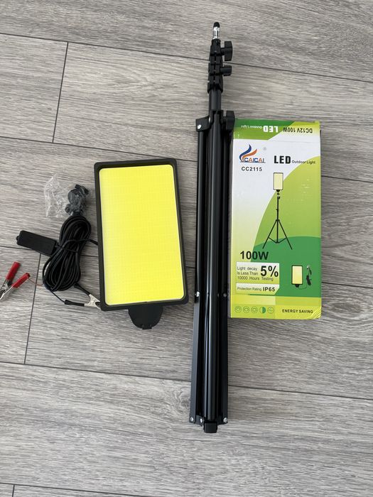 Lampă LED 100W pe stativ 2m , DC 12V – pescuit, grătar, reparații