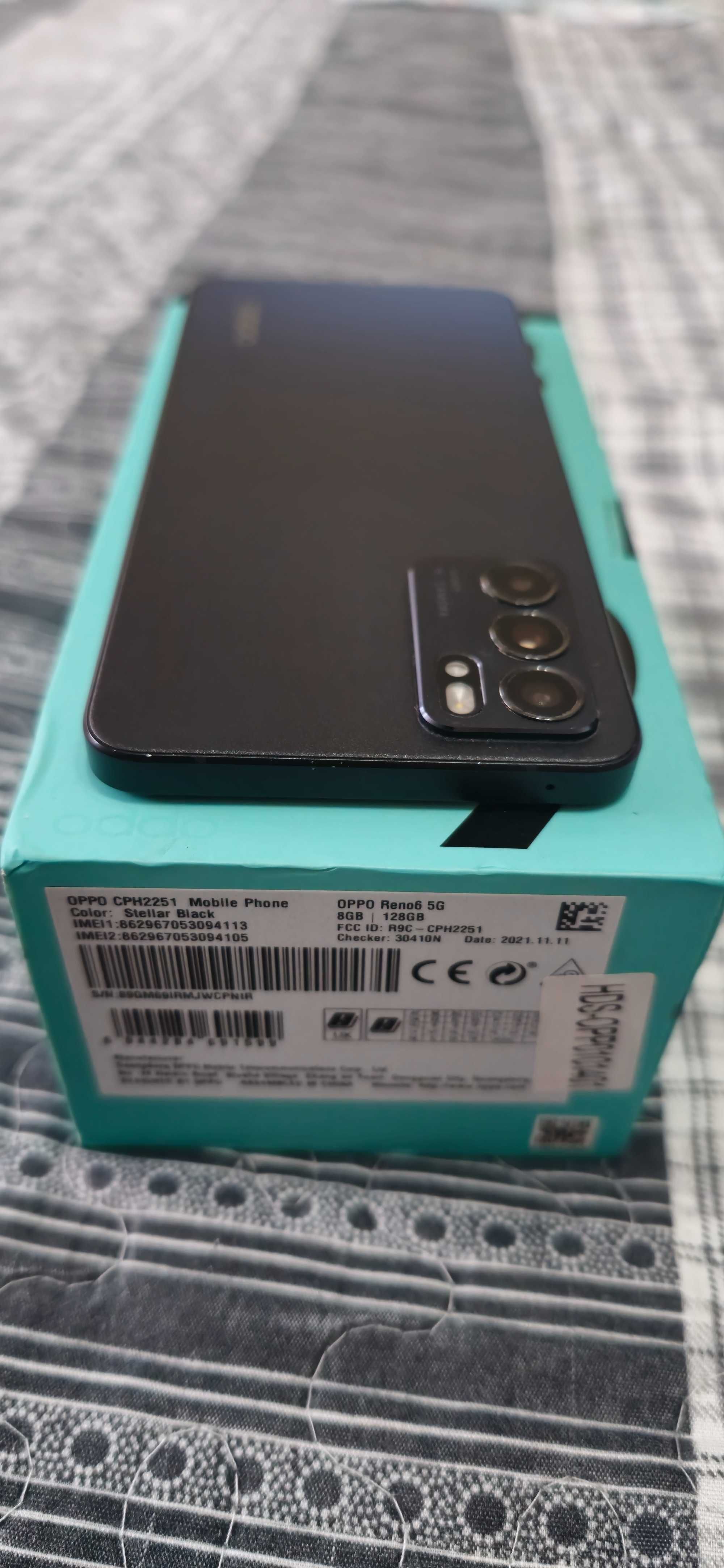 Telefon mobil Oppo Reno 6, Dual SIM, 128GB, 8GB RAM, 5G, Stellar Black