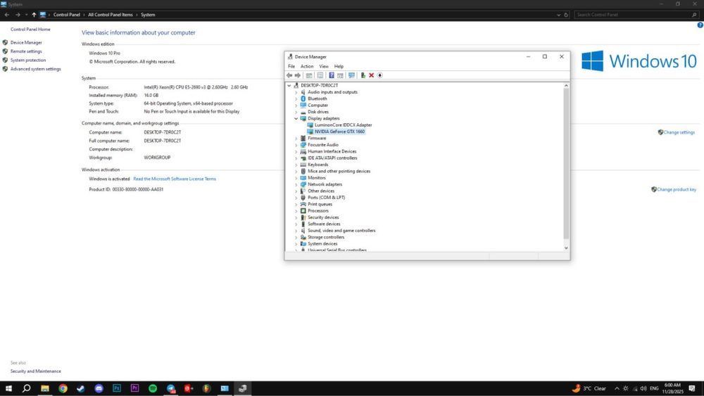 компьютер, gtx 1660 + xeon