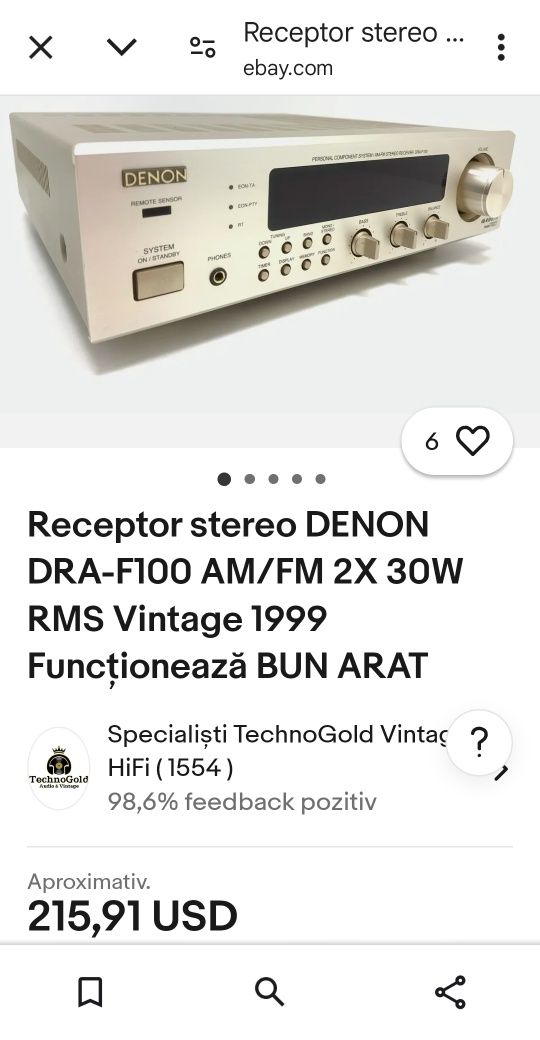 Amplificator statie amplituner cd mp 3 - Denon DRA F 100 și DCD F 100