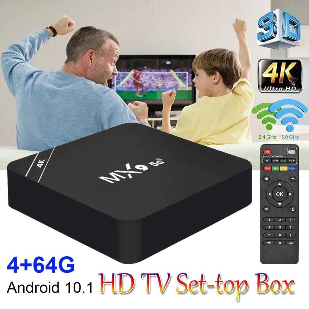 Нов MX9 TV box четириядрени 4K Android 8GB 128GB / Android TV 11, 9 5G