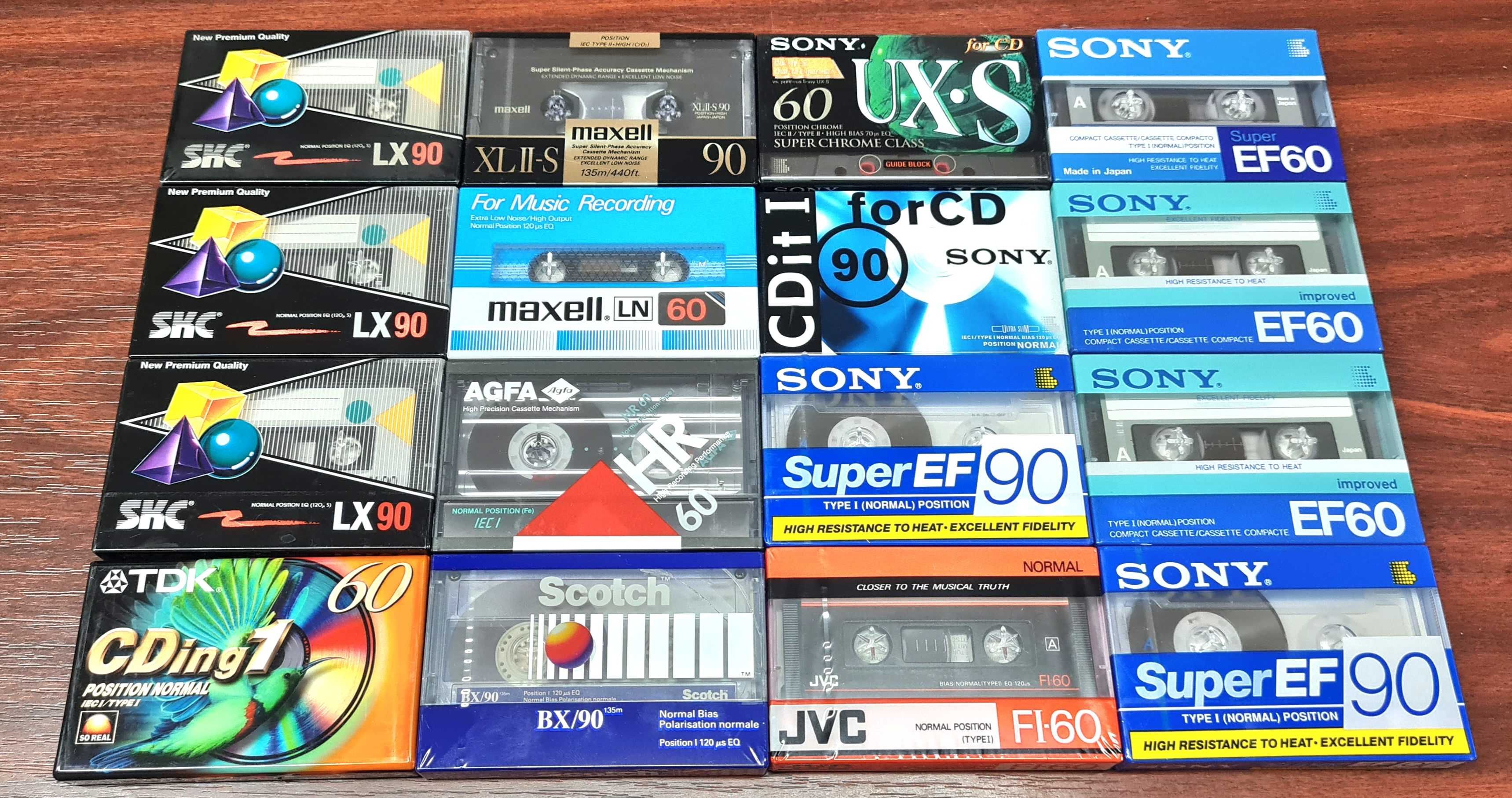 Lot 16 casete audio sigilate MAXELL, TDK, JVC, AGFA, SKC, Scotch, Sony