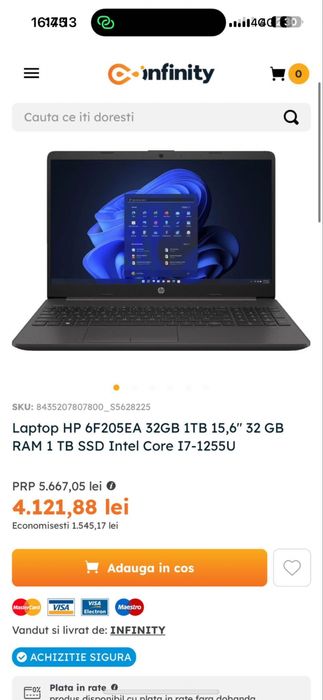 vand laptop folosit de 2 ori