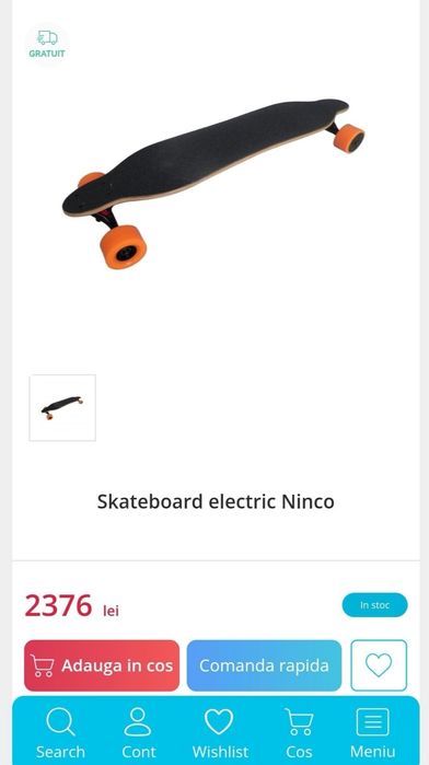 Skateboard electric cu telecomanda și încărcător nou in cutie