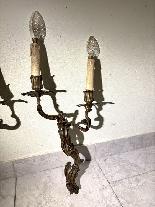 Set 2 aplice duble vechi din bronz masiv