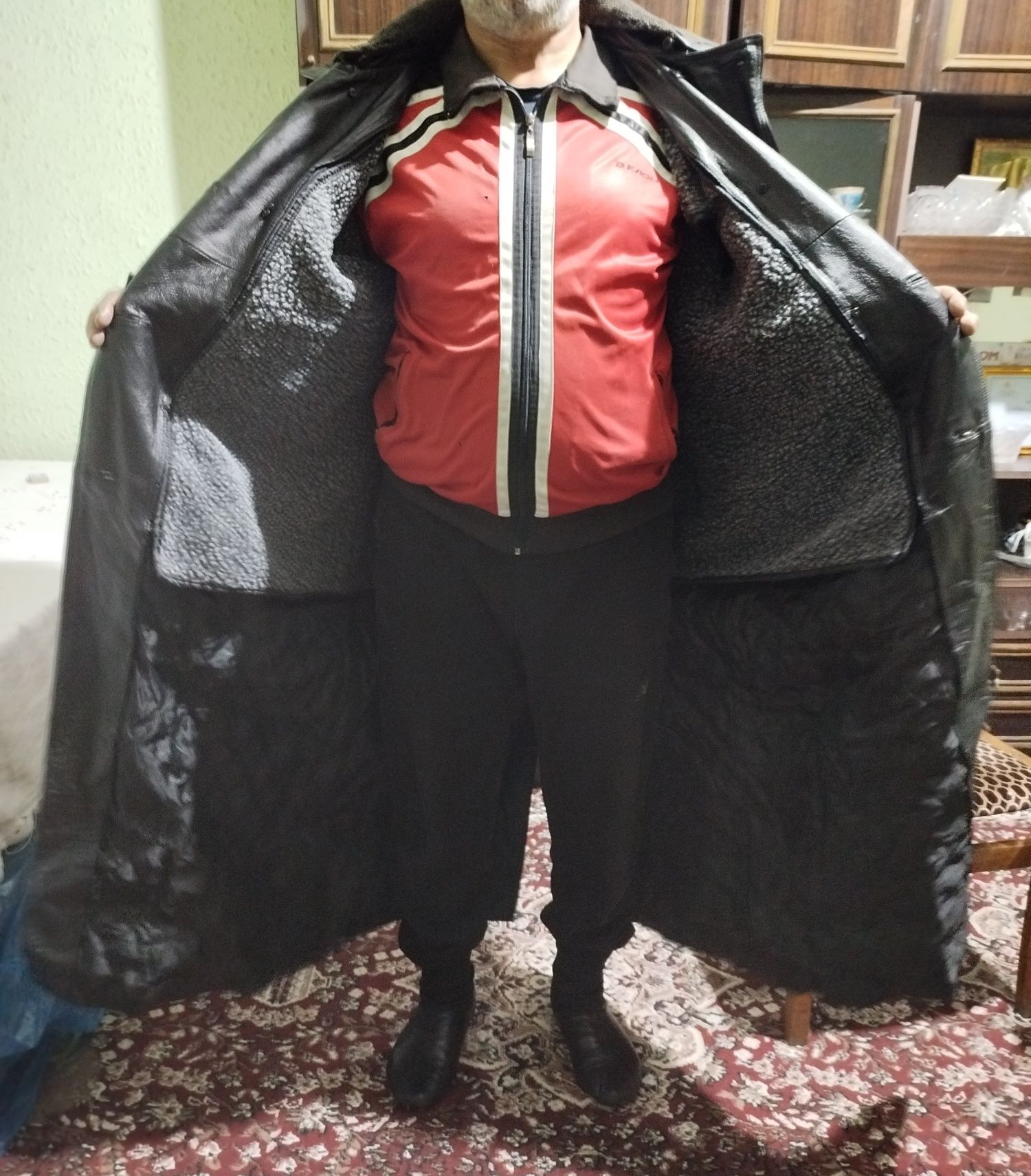 Кожаные Плащ Пальто (Куй Тери) Размер XXXXXL 58-60 Багатырский .