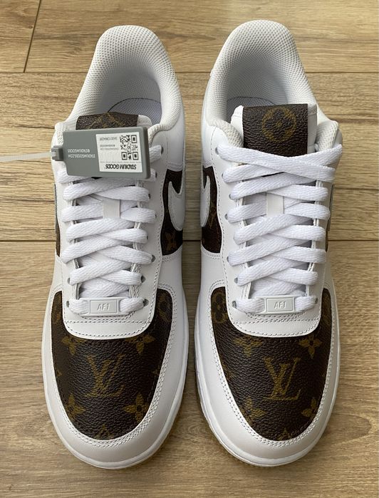 Мужские LV x Nike Air Force 1 Low 07 White Gum Custom EUR-42 /US 8.5