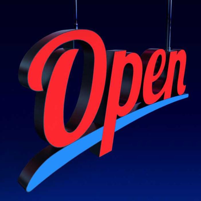 Caseta luminoasa LED suspendata OPEN 508mm - semnalizare in vitrina