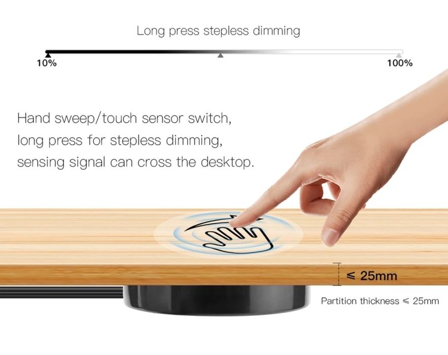 Întrerupător smart touch penetrabil lemn sticla trei funcții 12/24 v