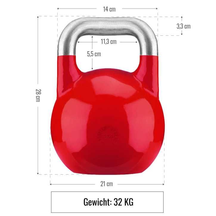 Kettlebell de Competiție - 32 KG, Rosu