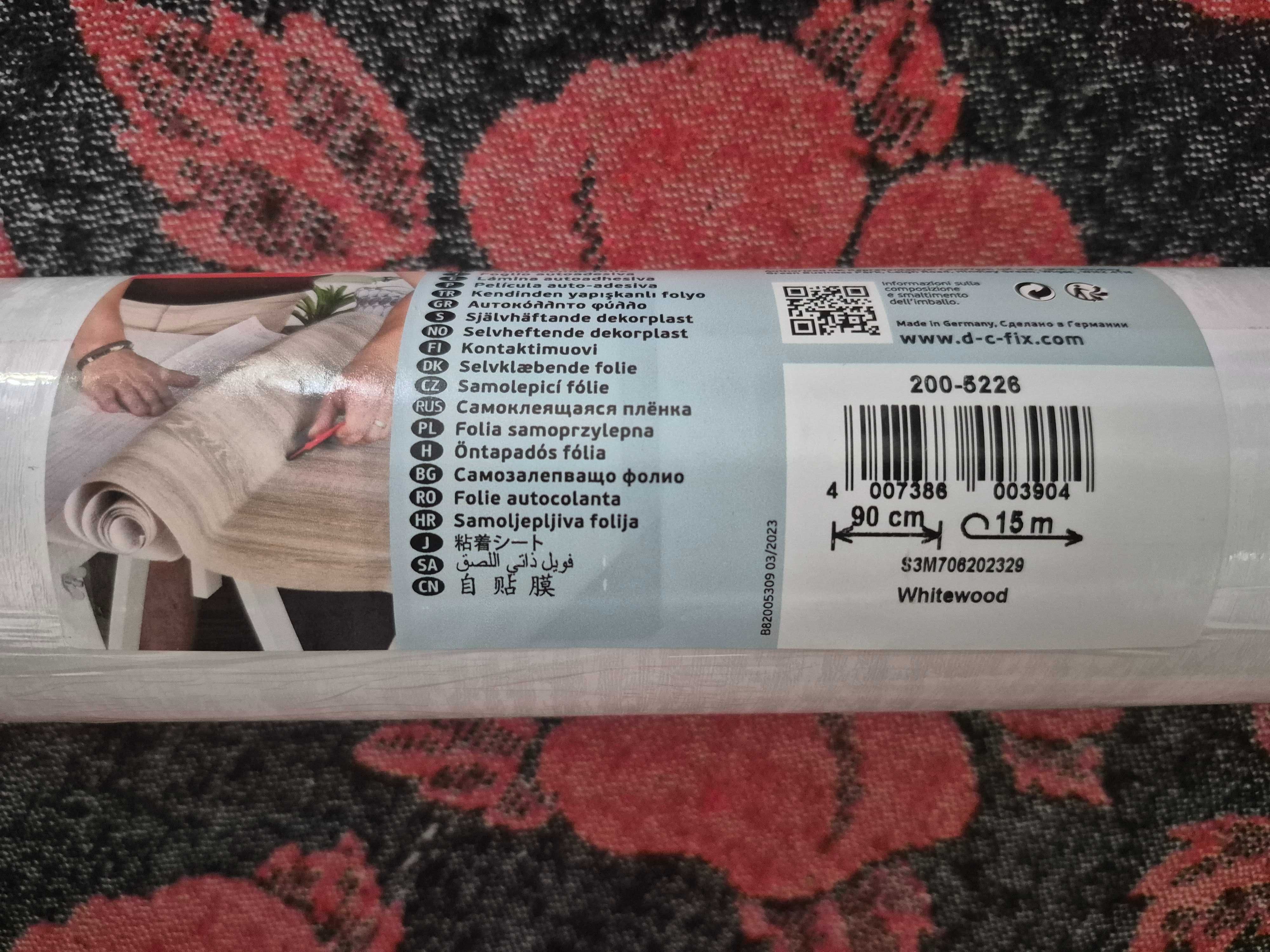 Autocolant lemn, furnir alb, 15m, 90cm latime