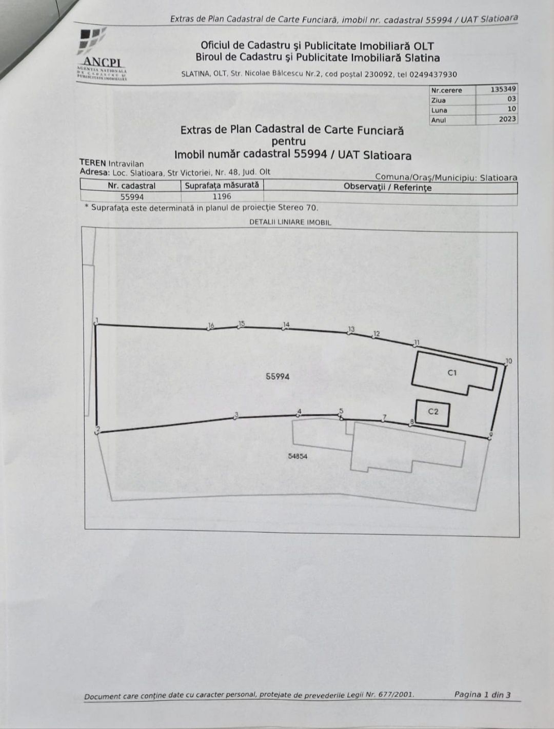 De vânzare teren de 1200 m2 cu casă bătrânescă  în Slatioara Olt